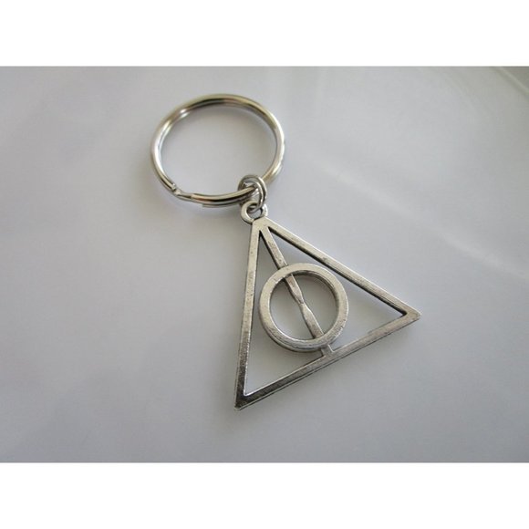Silver tone Fantasy Wizard triangle circle charm - harry wizard key chain charm - Picture 2 of 5